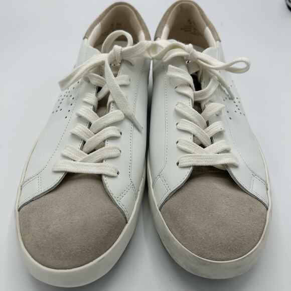 Sam Edelman Aubrie Sneakers 7.5 White Leather Suede Toe Low Top Lace Up Casual - Picture 8 of 14